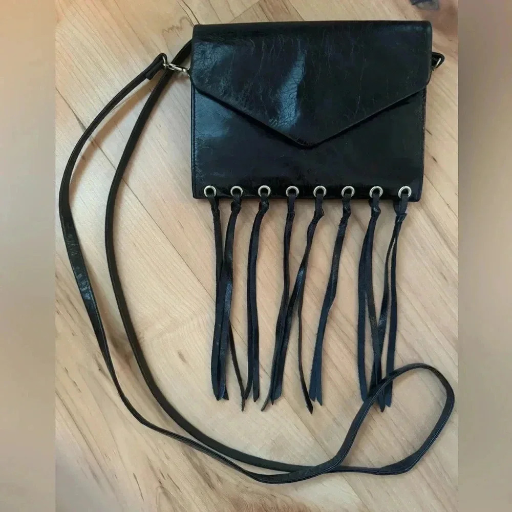 Hobo Leather Crossbody Purse with Fringe Tassel, Removable Shoulder Strap - Picture 2 of 12